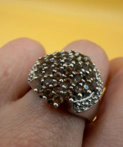 Bold statement ring with multiple citrines, 925 sterling silver, size N