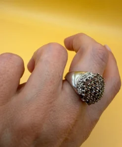 Bold statement ring with multiple citrines, 925 sterling silver, size N