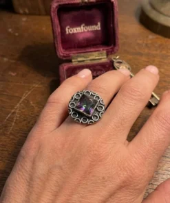 Sqaure Synthetic Mystic Topaz Faceted 925 Silver Plated Ring Uk K