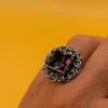 Sqaure Synthetic Mystic Topaz Faceted 925 Silver Plated Ring Uk K