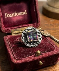 Sqaure Synthetic Mystic Topaz Faceted 925 Silver Plated Ring Uk K