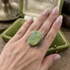 Green Titanium Druzy 925 Silver Ring Uk T