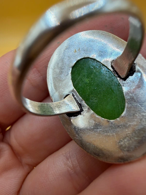 Green Titanium Druzy 925 Silver Ring Uk T