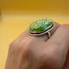 Green Titanium Druzy 925 Silver Ring Uk T