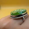 Green Titanium Druzy 925 Silver Ring Uk T