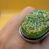Green Titanium Druzy 925 Silver Ring Uk T