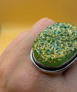 Green Titanium Druzy 925 Silver Ring Uk T