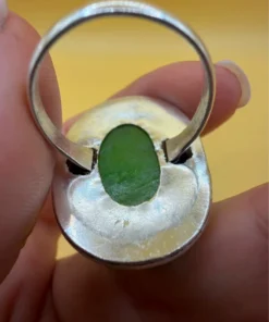 Green Titanium Druzy 925 Silver Ring Uk T