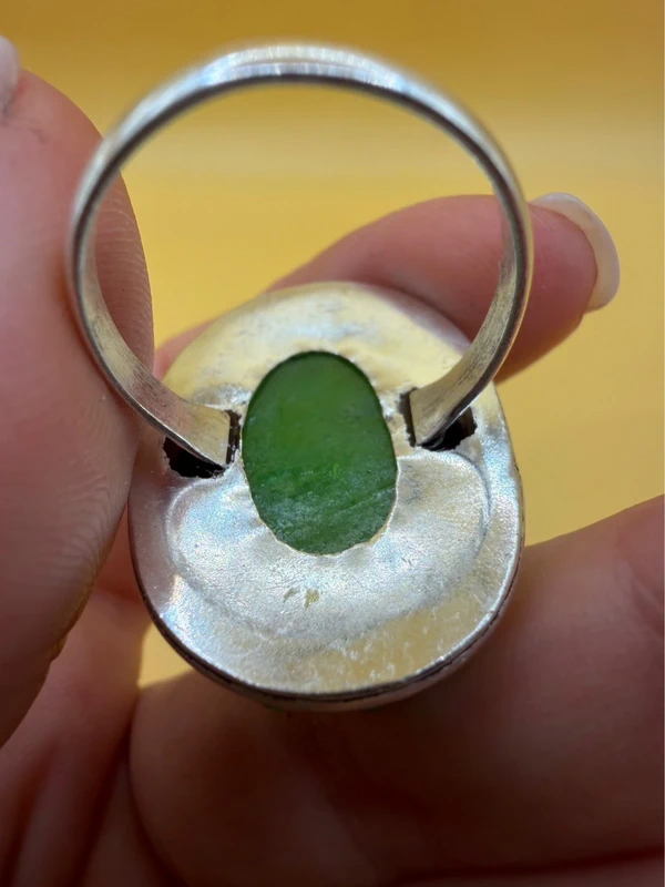Green Titanium Druzy 925 Silver Ring Uk T