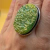 Green Titanium Druzy 925 Silver Ring Uk T