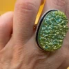 Green Titanium Druzy 925 Silver Ring Uk T