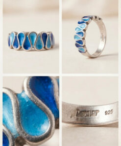 925 Maker Mark Sterling Silver Enamel Ring -UK Size P