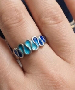 925 Maker Mark Sterling Silver Enamel Ring -UK Size P