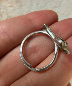 S925 Oeelin Mark Sterling Silver Cz Paving Cute Dog sausage dog dachshund ring UK Size O