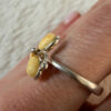 925 Sterling Silver Three Egg Yolk Amber Ring -UK Size R, US 9¼ (9.25)