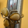 925 Sterling Silver Three Egg Yolk Amber Ring -UK Size R, US 9¼ (9.25)