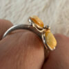 925 Sterling Silver Three Egg Yolk Amber Ring -UK Size R, US 9¼ (9.25)