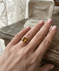Vintage Art Deco Tested Silver Citrine Ring -UK Size O