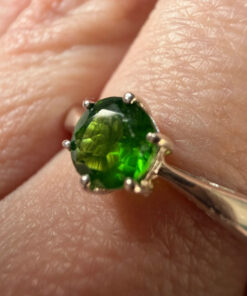 TGGC 925 Sterling Silver Green Gem Demantoid Ring -UK Size S