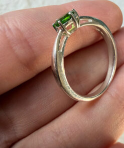 TGGC 925 Sterling Silver Green Gem Demantoid Ring -UK Size S