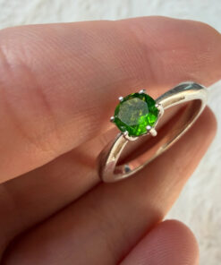 TGGC 925 Sterling Silver Green Gem Demantoid Ring -UK Size S