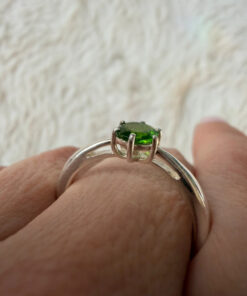 TGGC 925 Sterling Silver Green Gem Demantoid Ring -UK Size S
