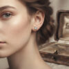 925 Sterling Silver Synthetic Opal Stud Earrings