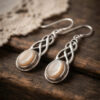SG925 Sterling Silver Celtic Pink Shell Drop Earrings