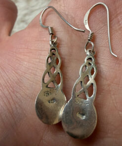SG925 Sterling Silver Celtic Pink Shell Drop Earrings