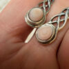 SG925 Sterling Silver Celtic Pink Shell Drop Earrings