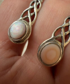 SG925 Sterling Silver Celtic Pink Shell Drop Earrings