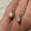 SG925 Sterling Silver Celtic Pink Shell Drop Earrings