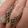 SG925 Sterling Silver Celtic Pink Shell Drop Earrings