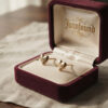 925 Italy Dyadema Mark Gold On Sterling Silver Heart Stud Earrings