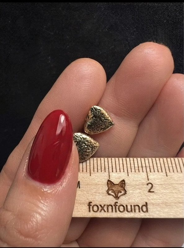 925 Italy Dyadema Mark Gold On Sterling Silver Heart Stud Earrings