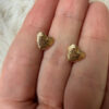 925 Italy Dyadema Mark Gold On Sterling Silver Heart Stud Earrings