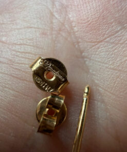 925 Italy Dyadema Mark Gold On Sterling Silver Heart Stud Earrings