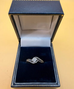 UK Size N1/2 Sterling Silver Tested Clear & Black Diamonds Ring -1