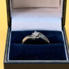 UK Size N1/2 Sterling Silver Tested Clear & Black Diamonds Ring -1