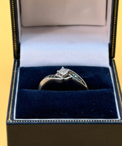 UK Size N1/2 Sterling Silver Tested Clear & Black Diamonds Ring -1