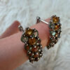 925 Sterling Silver Hoop Earrings with Rare Blue and Yellow Sapphire Pavé Setting