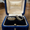 925 Sterling Silver Hoop Earrings with Rare Blue and Yellow Sapphire Pavé Setting