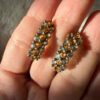 925 Sterling Silver Hoop Earrings with Rare Blue and Yellow Sapphire Pavé Setting