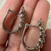 925 Sterling Silver Hoop Earrings with Rare Blue and Yellow Sapphire Pavé Setting