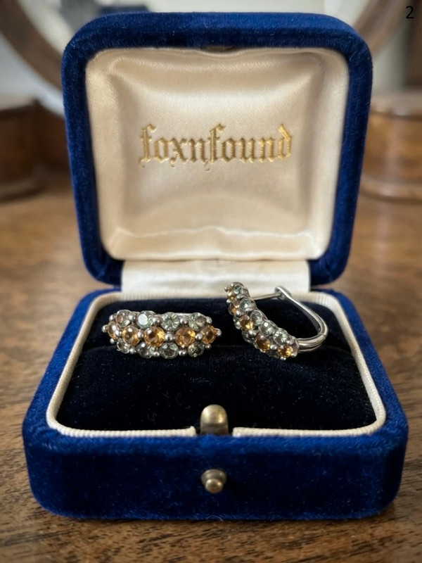 925 Sterling Silver Hoop Earrings with Rare Blue and Yellow Sapphire Pavé Setting