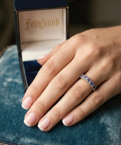 Vintage Sterling Silver Five Tanzanites Ring -UK Size P