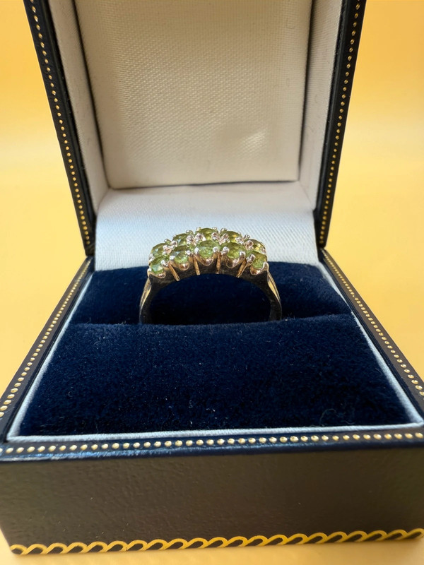 Sterling silver peridot ring, size N