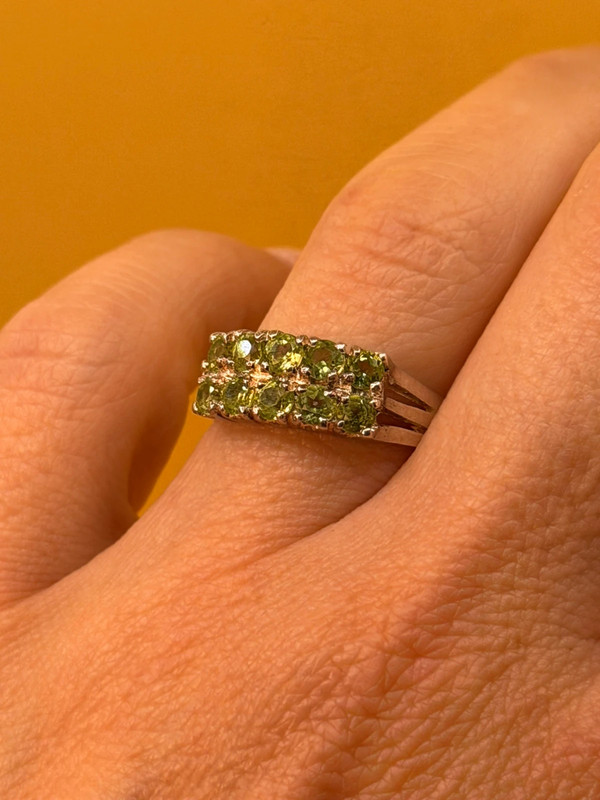 Sterling silver peridot ring, size N