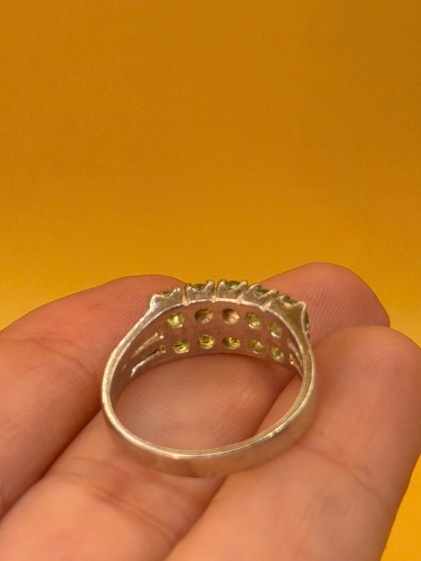 Sterling silver peridot ring, size N