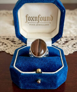 Natural Brown Agate Ring 925 Sterling Silver Ring Uk K